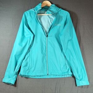 Women's Columbia Raincoat Windbreaker Vibrant Teal Switchback Hood Medium
